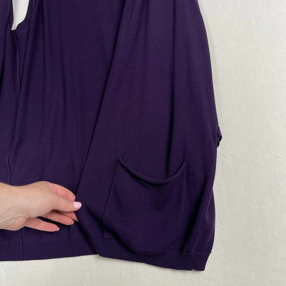 Gap Long Sleeveless Cardigan Sweater‎ Pockets Purple & Black Mesh Women's Medium - Picture 9 of 13